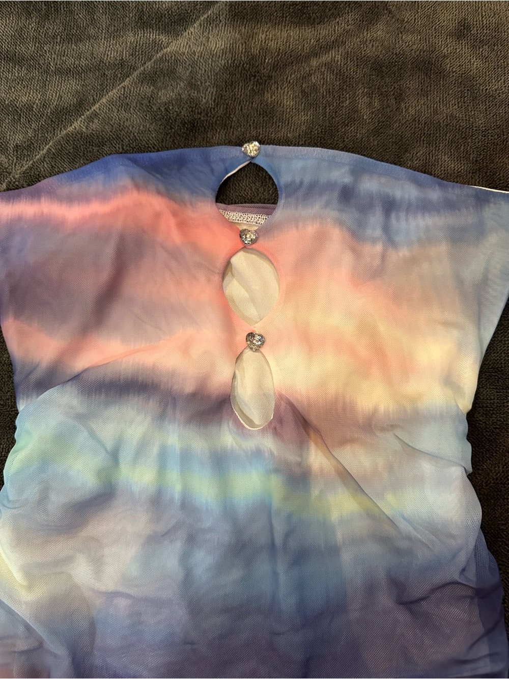 Strapless Ruched Dress in Blue, Pink and Purple - Picture 2 of 5